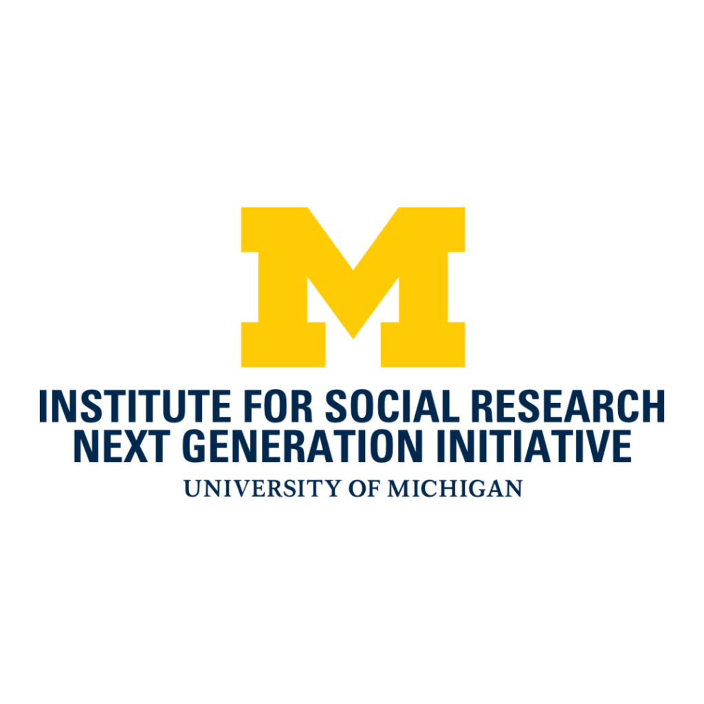 The block M logo in maiz with the words Institute for Social Research Next Generation Initiative, University of Michigan below it