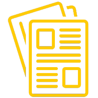 A yellow graphic icon of a stack of papers.